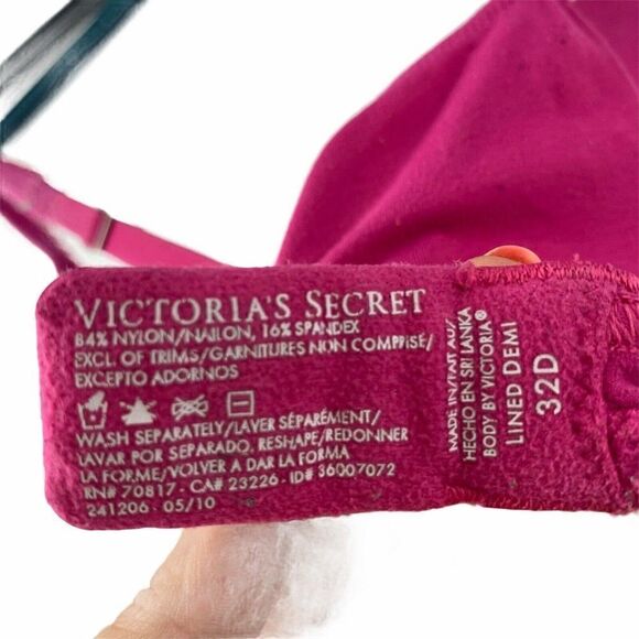 Victorias Secret 32D Pink Lined Demi Bra Underwire - Picture 8 of 8